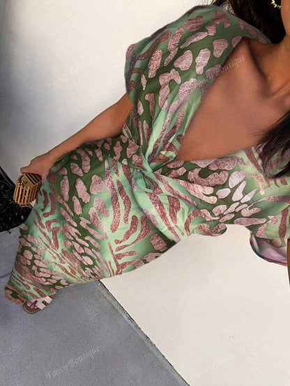 Aira - Vestido de satén estampado