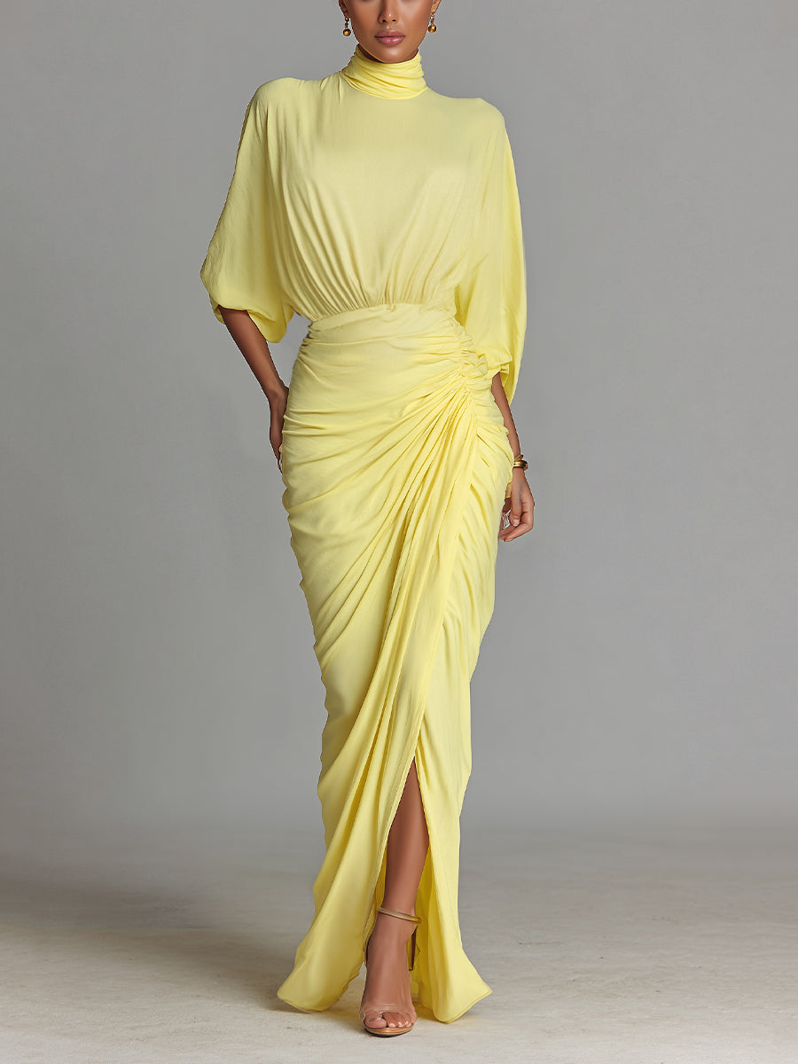Vestido Maxi Cómodo en Mezcla Amarillo Vivo