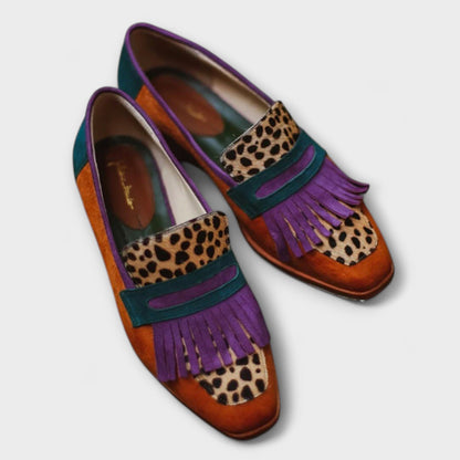 Fallon – Mocasines marrones con estampado de leopardo