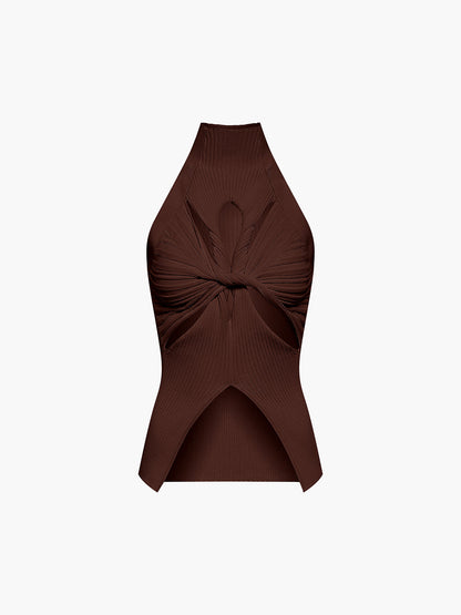 Top de canalé con aberturas