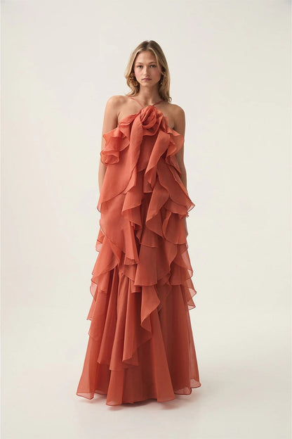 Leona - Vestido largo con volantes