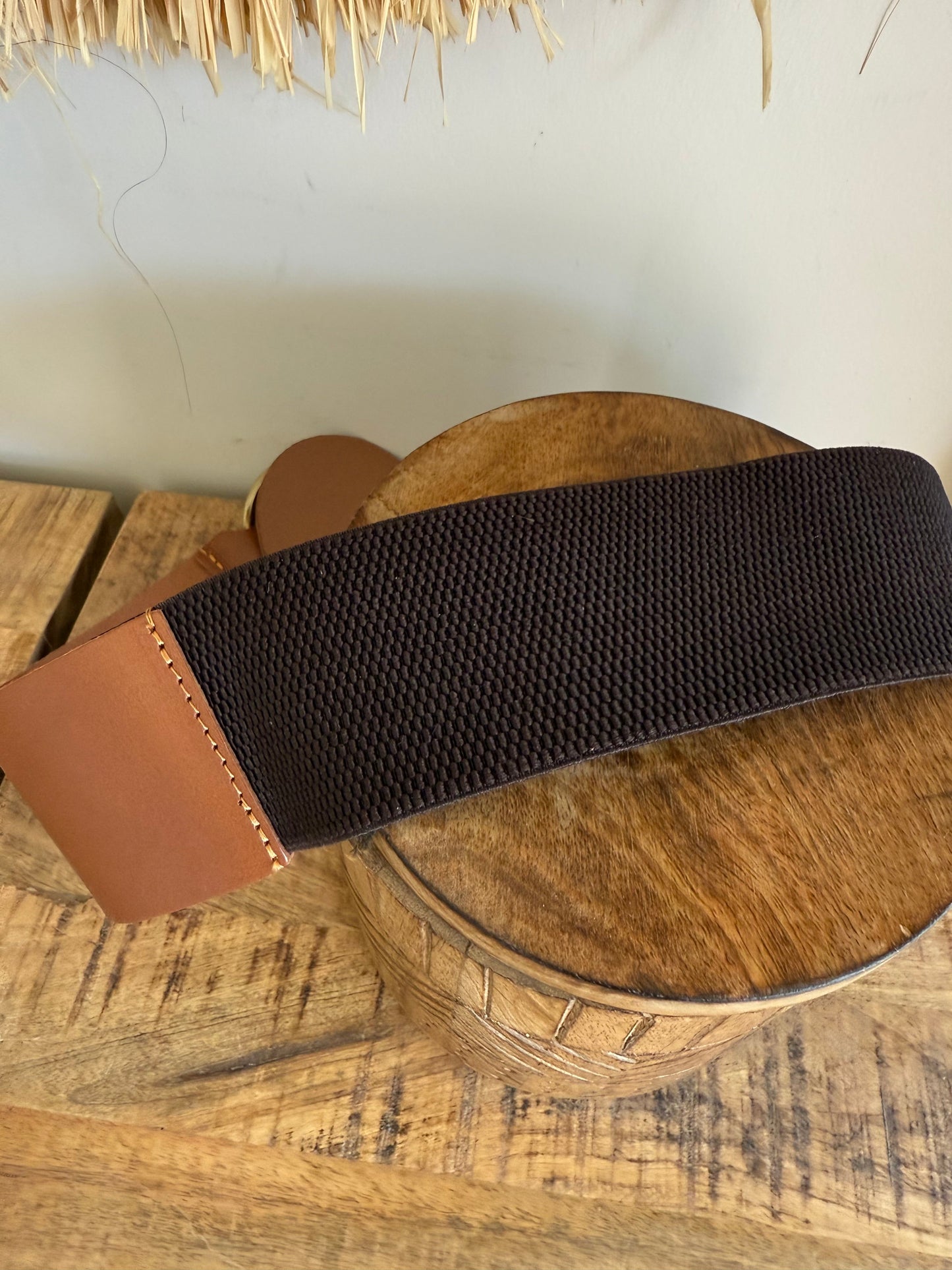 Cinturón ancho piel elástico