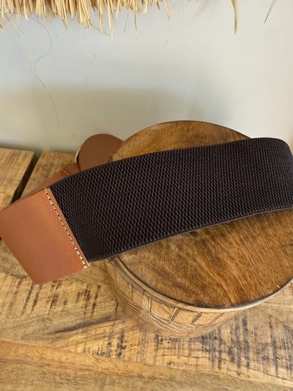 Cinturón ancho piel elástico