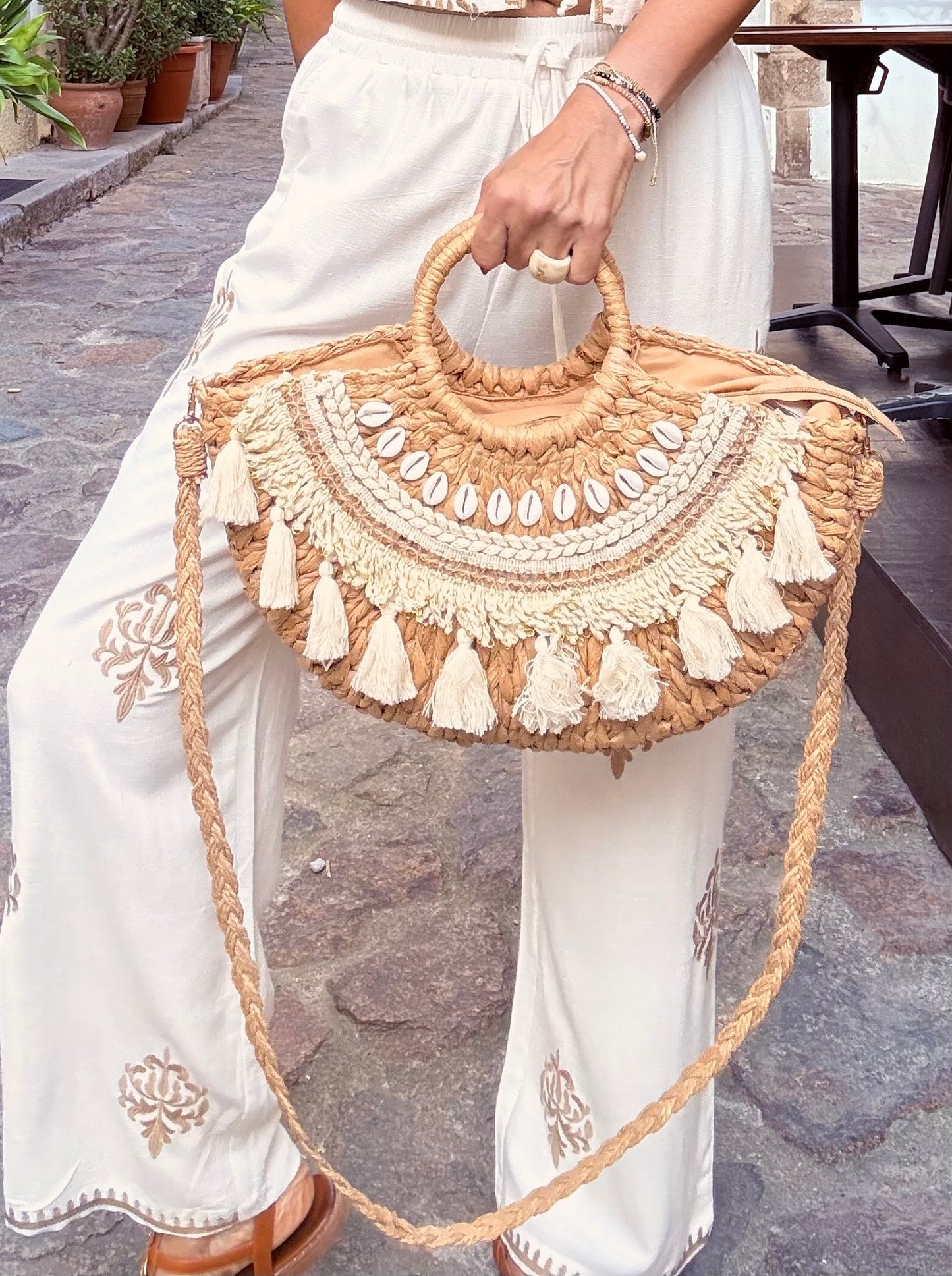 Bolso Mimbre conchas