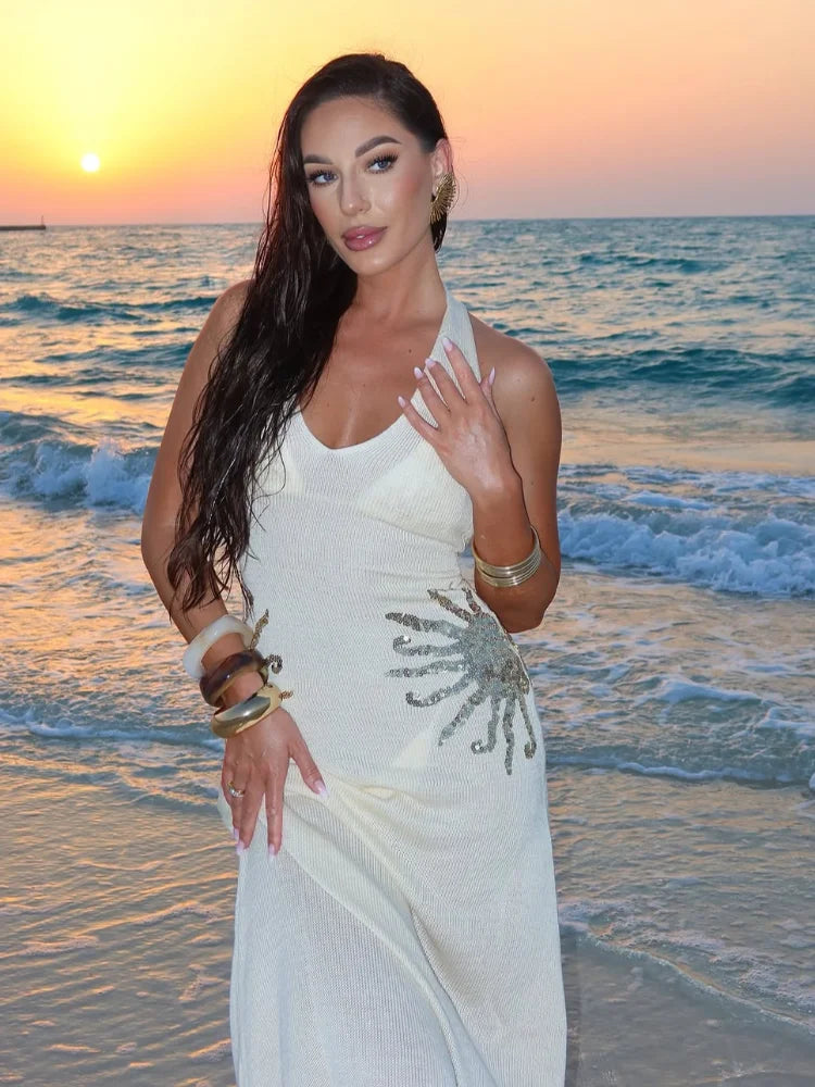 Vestido Largo de Punto Blanco