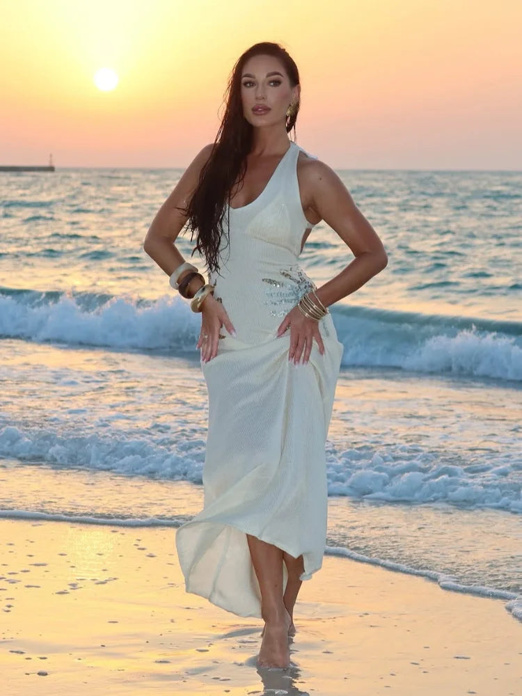 Vestido Largo de Punto Blanco