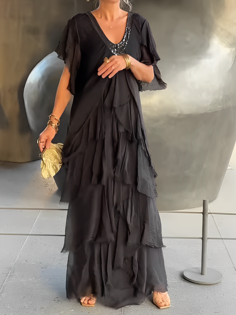 Lara - Vestido largo en cascada