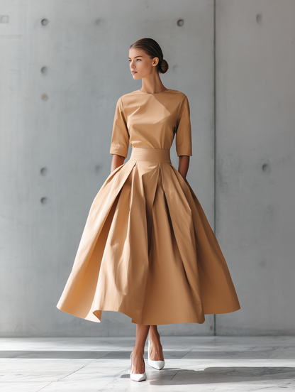 Vestido Maxi Estructurado en Algodón