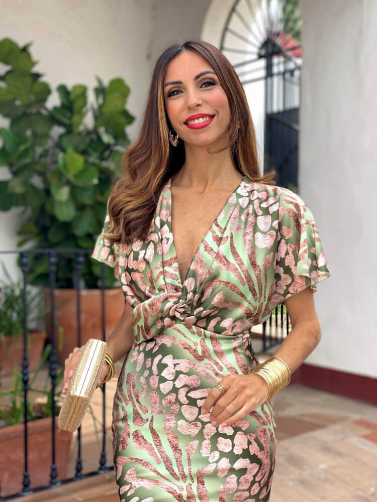 Aira - Vestido de satén estampado