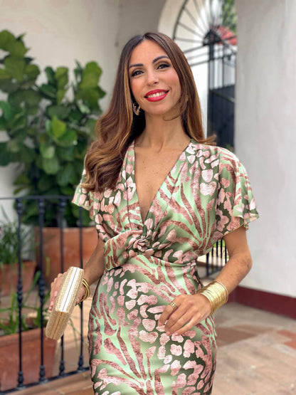 Aira - Vestido de satén estampado